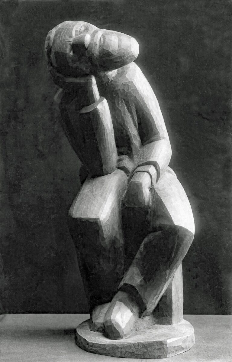 Philipp Harth Der Denker Skulptur Lindenholz 1921 The Thinker sculpture limewood