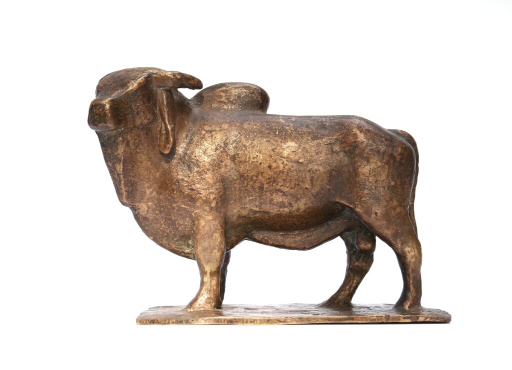 Philipp Harth Indischer Stier mit gewendetem Kopf 1952 Kleinplastik Bronze Indian bull with turned head small sculpture