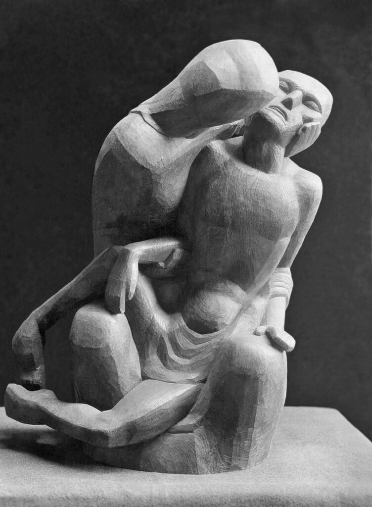 Philipp Harth Pieta Skulptur Eichenholz 1922 The Thinker sculpture oak