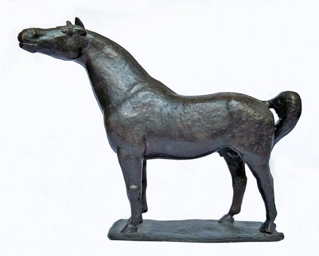 Philipp Harth Stehender Hengst 1936 Kleinplastik Bronze Standing stallion small sculpture